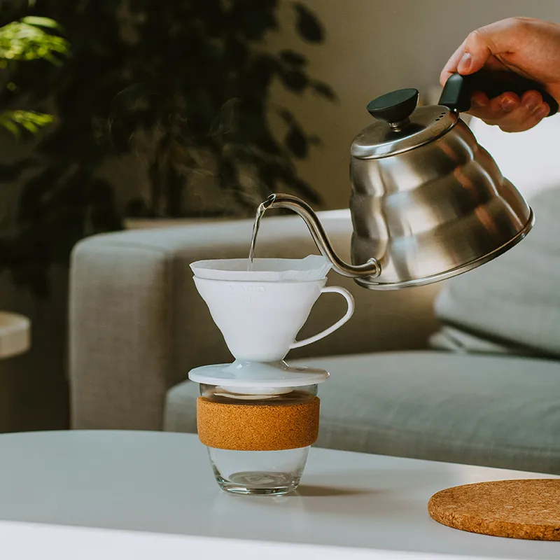 Brewing v60 pour over coffee